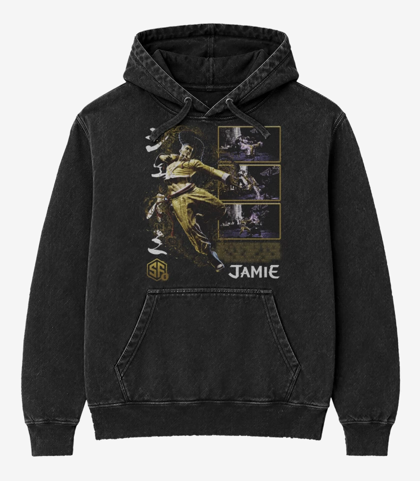 Poleron Canguro Acid Wash Negro de SF6 Jamie 