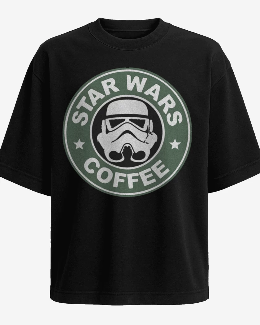 Polera Oversize Negro de Star wars coffee