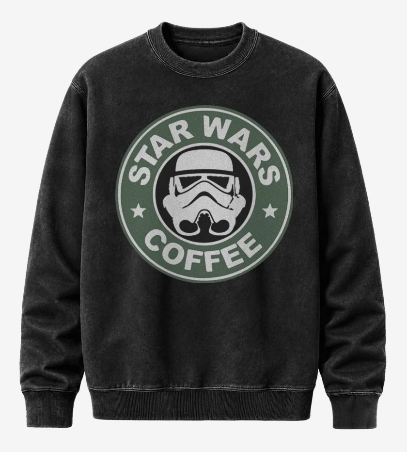 Poleron Polo Acid Wash Negro de Star wars coffee