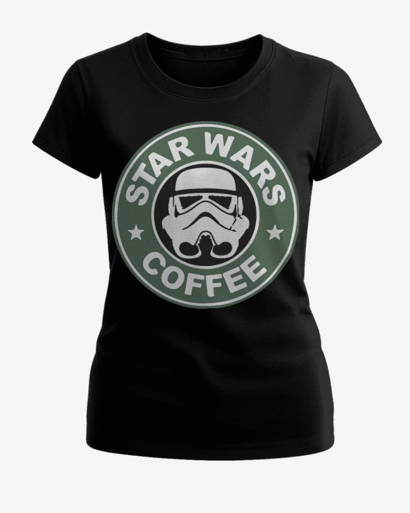 Polera de Mujer Negro de Star wars coffee