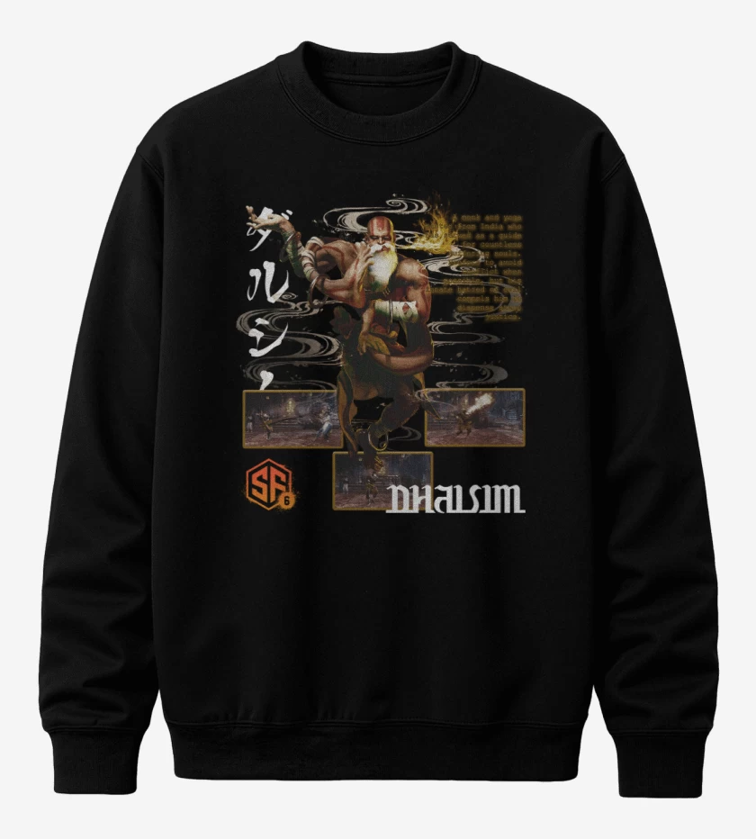 Poleron polo Negro de SF6 Dhalsim