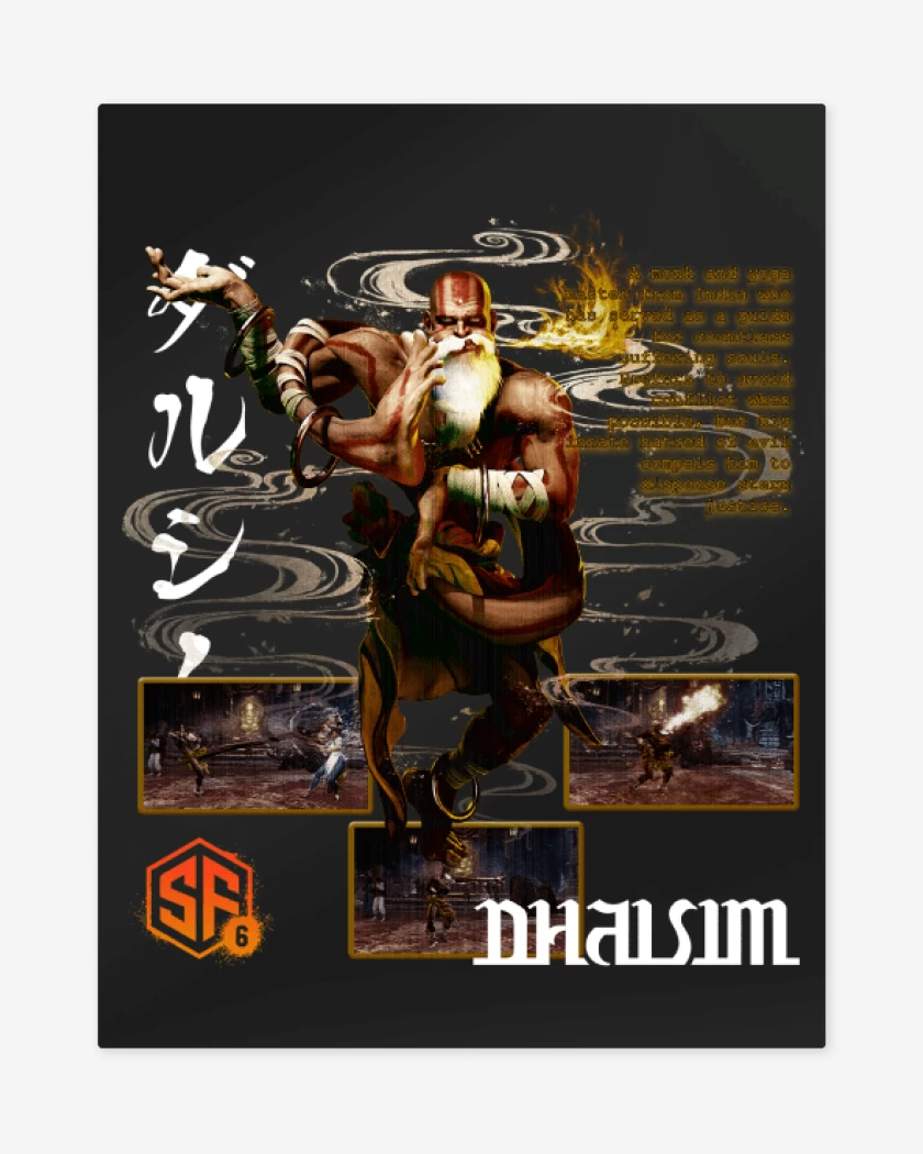 Print metalico Negro de SF6 Dhalsim