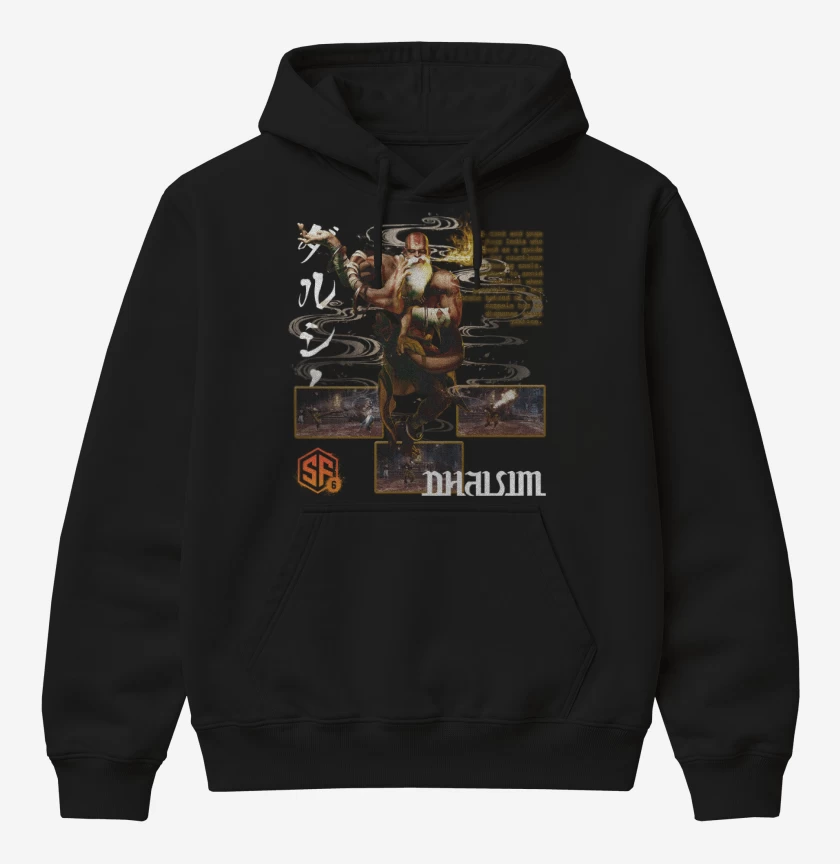 Poleron Canguro básico Negro de SF6 Dhalsim
