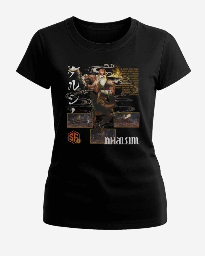 Polera de Mujer Negro de SF6 Dhalsim