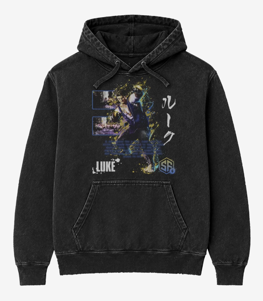Poleron Canguro Acid Wash Negro de SF6 Luke