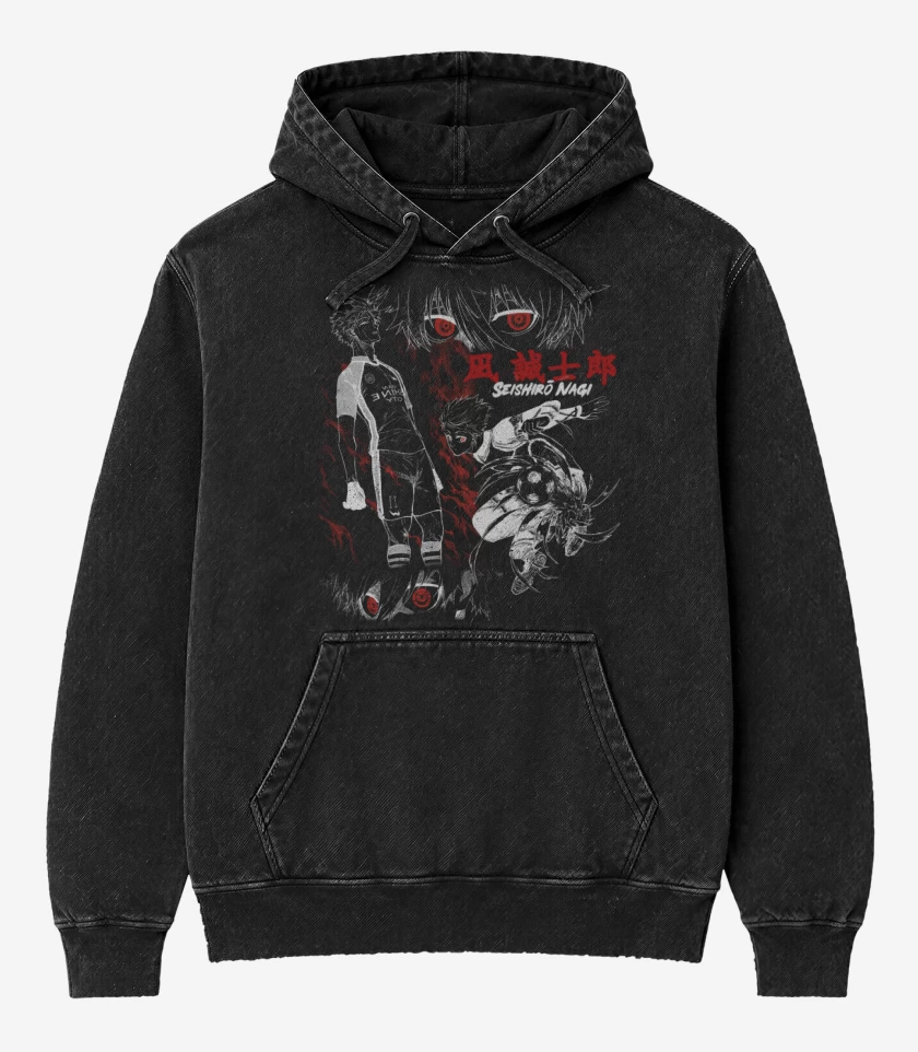 Poleron Canguro Acid Wash Negro de Nagi