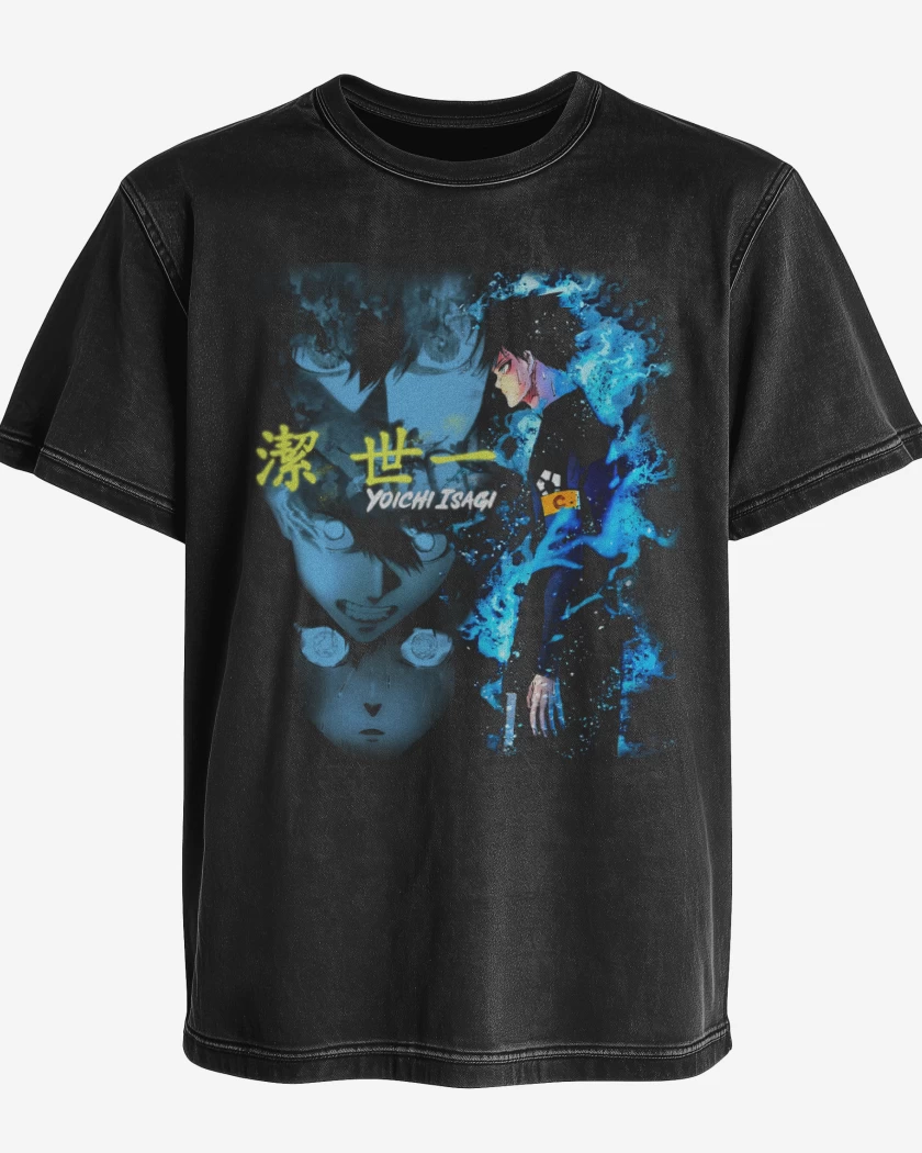 Polera desgastada Negro de isagi yoichi