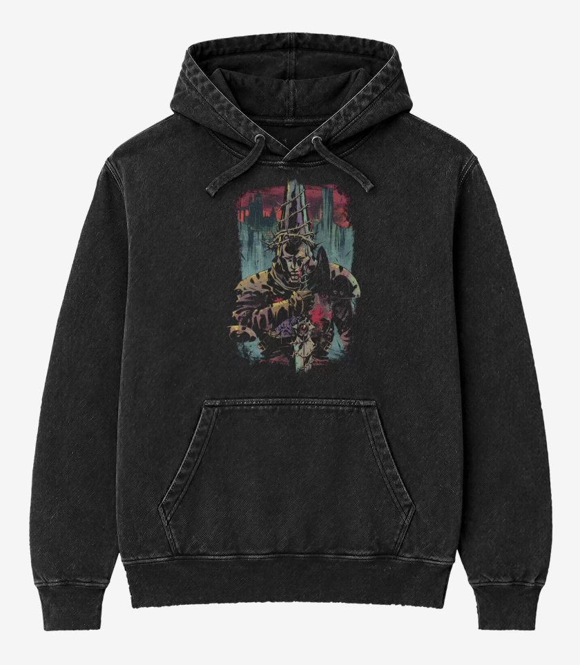 Poleron Canguro Acid Wash Negro de El Penitente