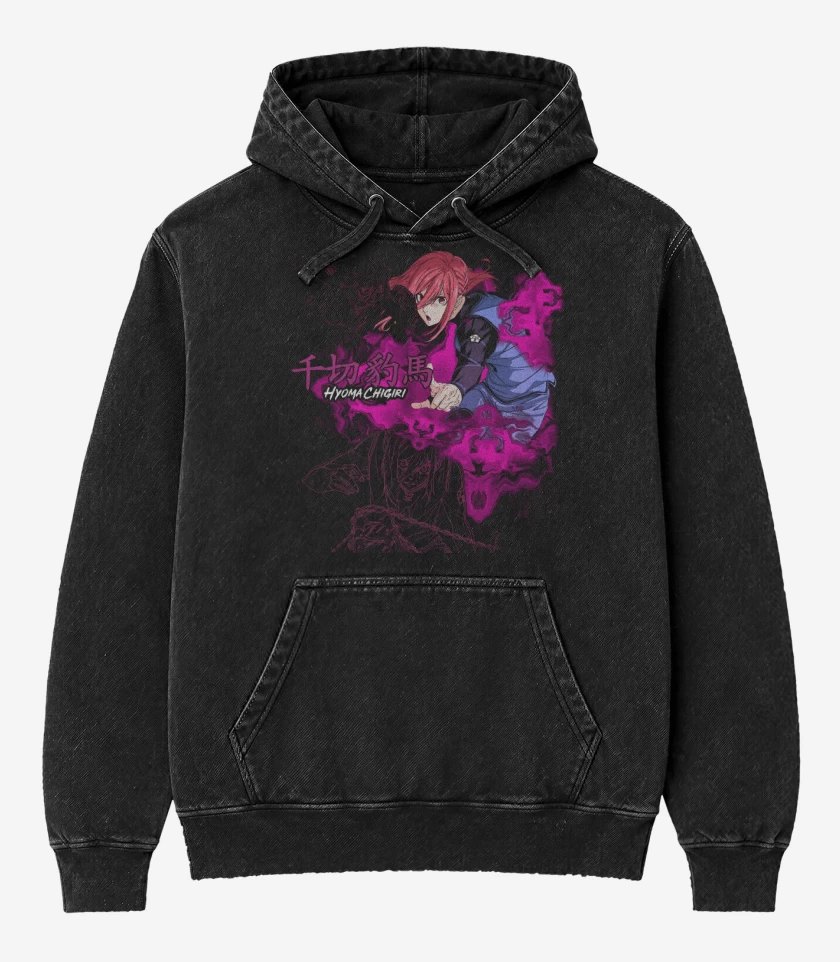 Poleron Canguro Acid Wash Negro de Hyoma Chigiri