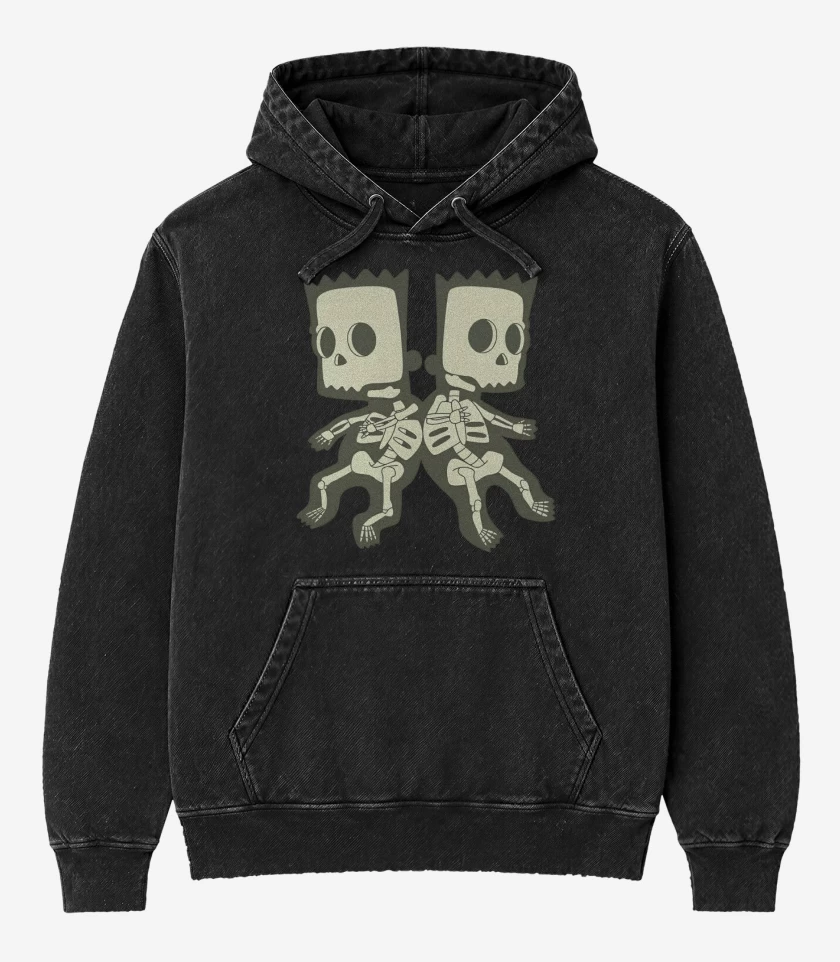 Poleron Canguro Acid Wash Negro de Bart & Hugo