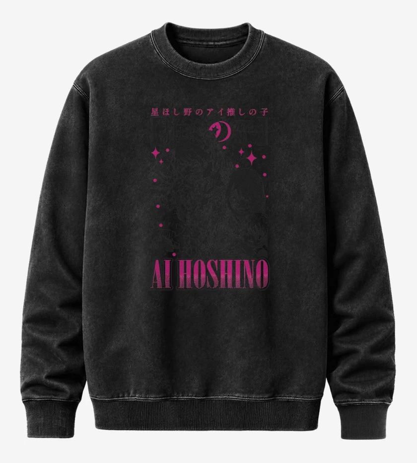 Poleron Polo Acid Wash Negro de Ai Hoshino Oshi no Ko
