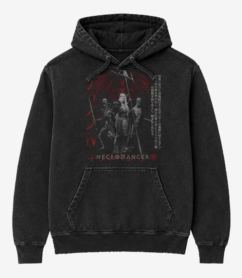 Poleron Canguro Acid Wash Negro de DIV Necromancer