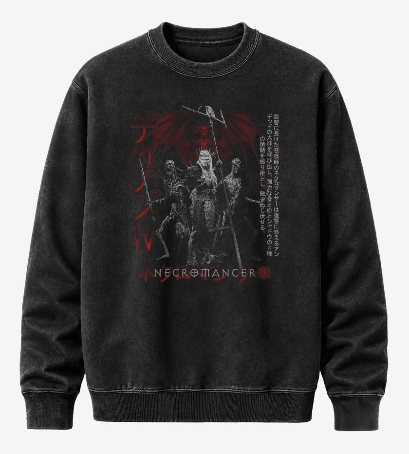 Poleron Polo Acid Wash Negro de DIV Necromancer
