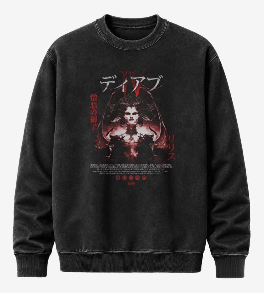 Poleron Polo Acid Wash Negro de DIV Lilith