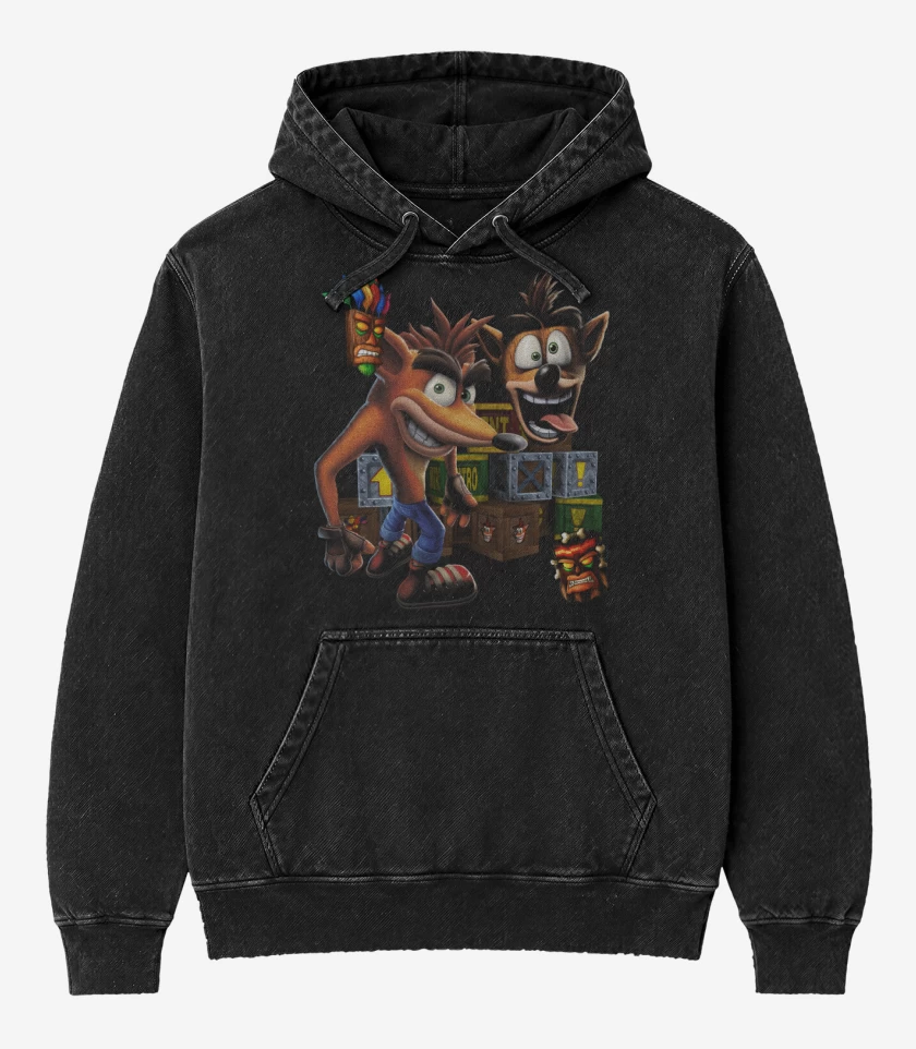 Poleron Canguro Acid Wash Negro de Bandicoot Full color