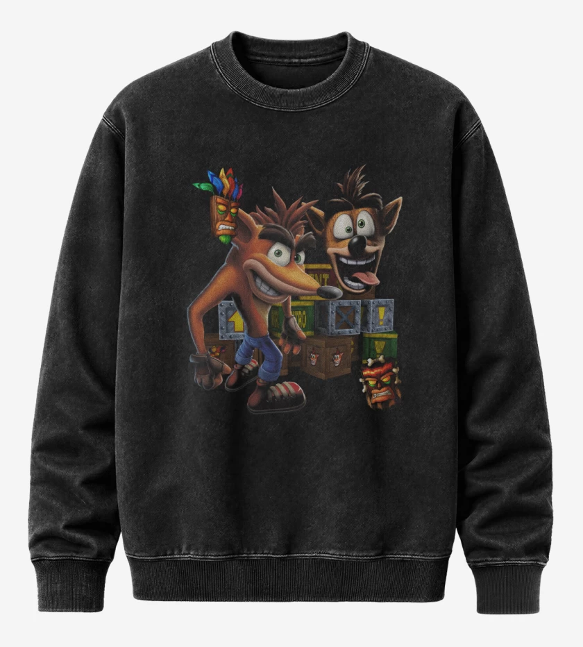Poleron Polo Acid Wash Negro de Bandicoot Full color