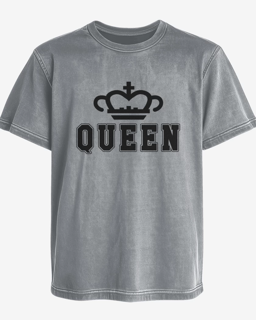 Polera desgastada Gris Melange de Queen