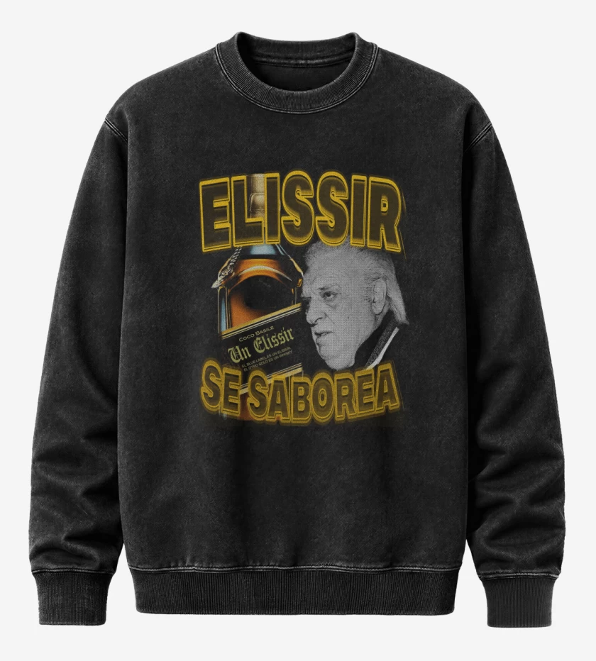 Poleron Polo Acid Wash Negro de Elissir