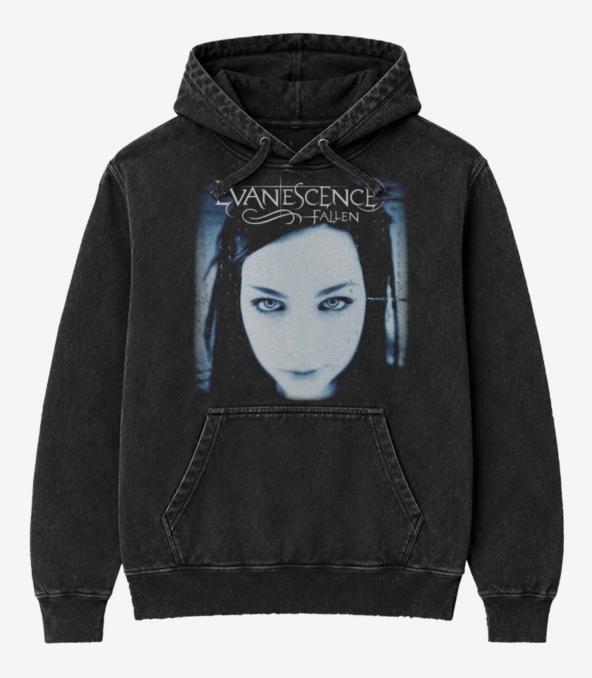 Poleron Canguro Acid Wash Negro de Evanescene Fallen 