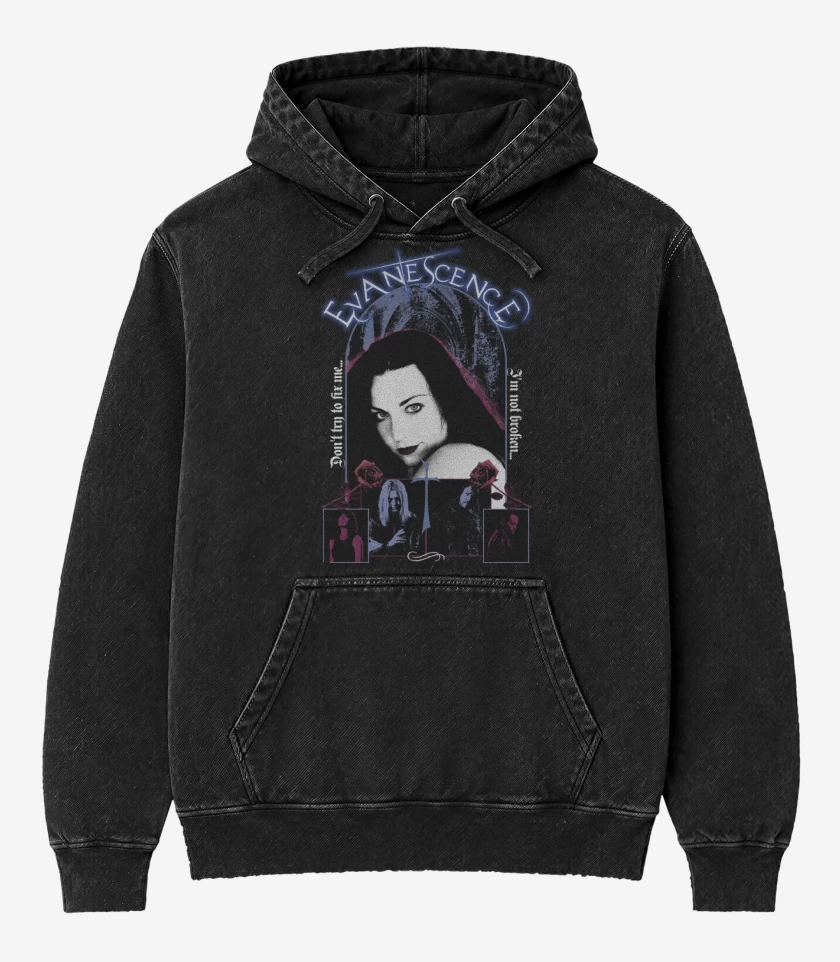 Poleron Canguro Acid Wash Negro de Dont Try to Fix Me