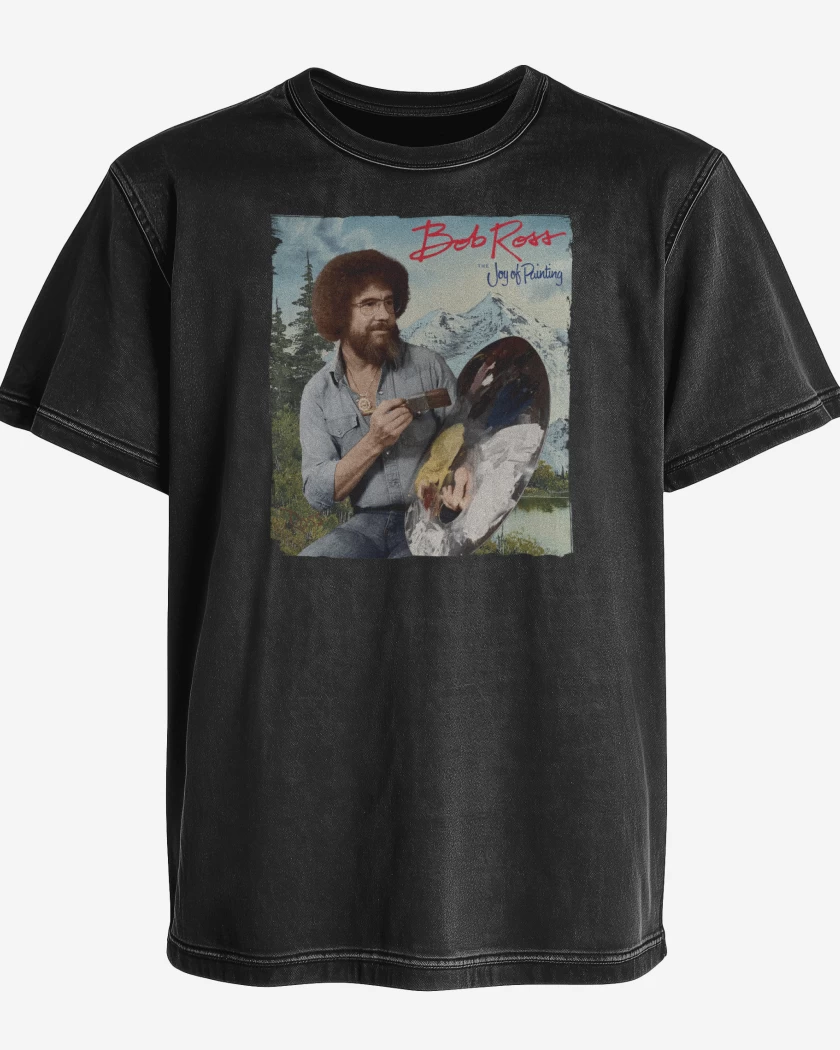 Polera desgastada Negro de Bob Ross