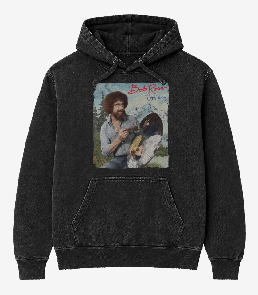 Poleron Canguro Acid Wash Negro de Bob Ross
