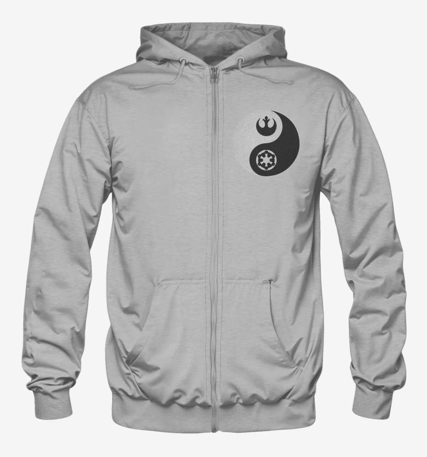 Poleron Canguro con cierre Gris Melange de Ying yang Star wars