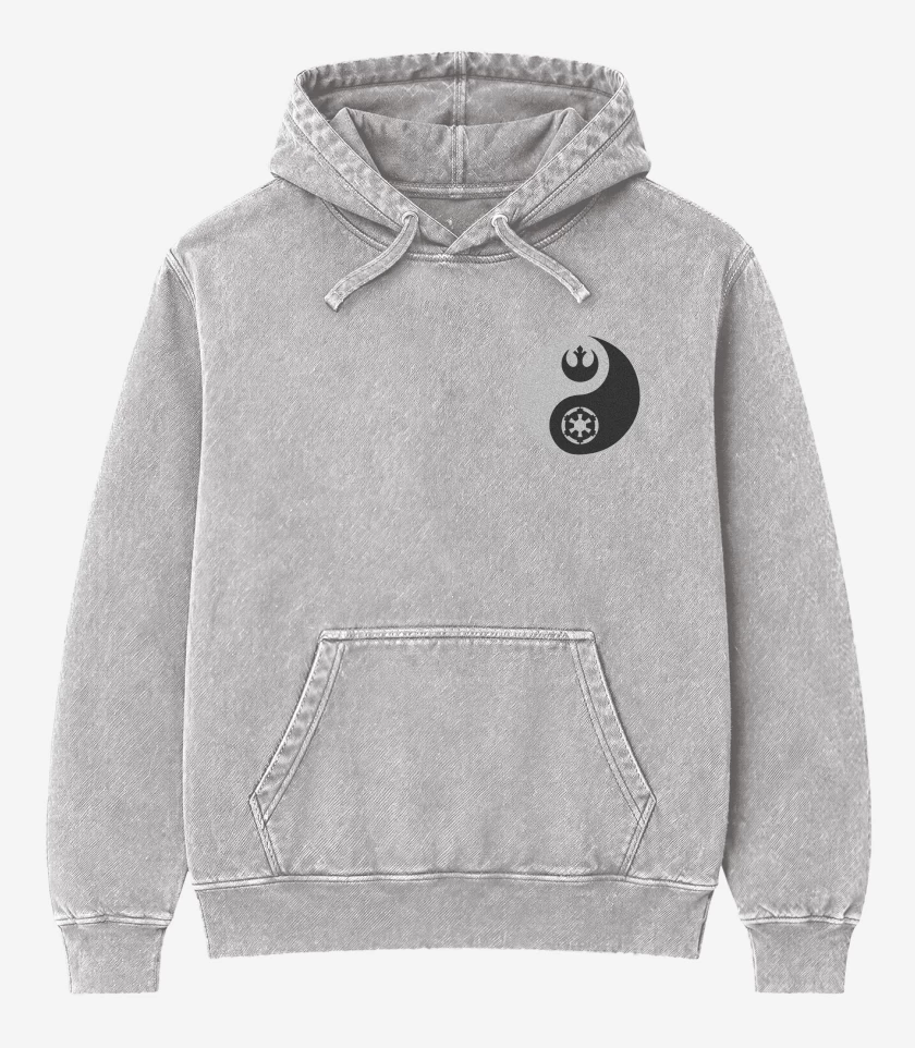 Poleron Canguro Acid Wash Gris Melange de Ying yang Star wars