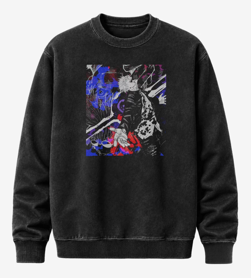 Poleron Polo Acid Wash Negro de Gojo Satoru