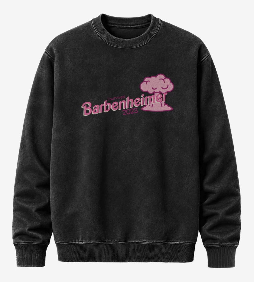 Poleron Polo Acid Wash Negro de I Survived Barbenheimer 2023
