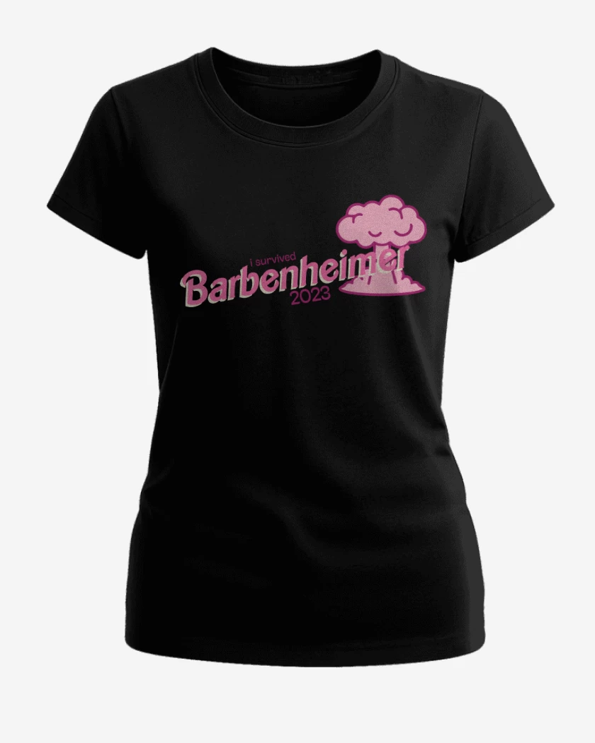 Polera de Mujer Negro de I Survived Barbenheimer 2023