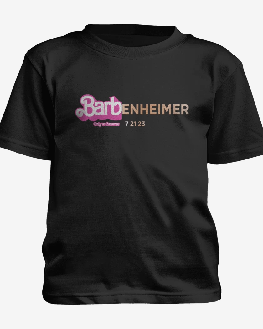 Polera de niño Negro de Barbenheimer Only in Cinemas