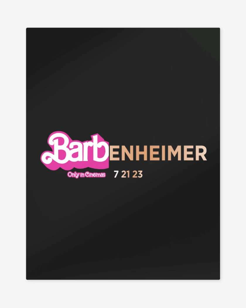 Print metalico Negro de Barbenheimer Only in Cinemas
