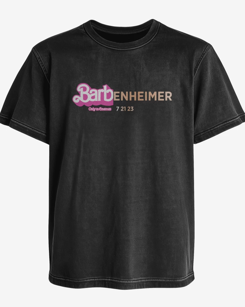 Polera desgastada Negro de Barbenheimer Only in Cinemas