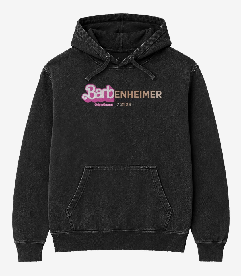 Poleron Canguro Acid Wash Negro de Barbenheimer Only in Cinemas