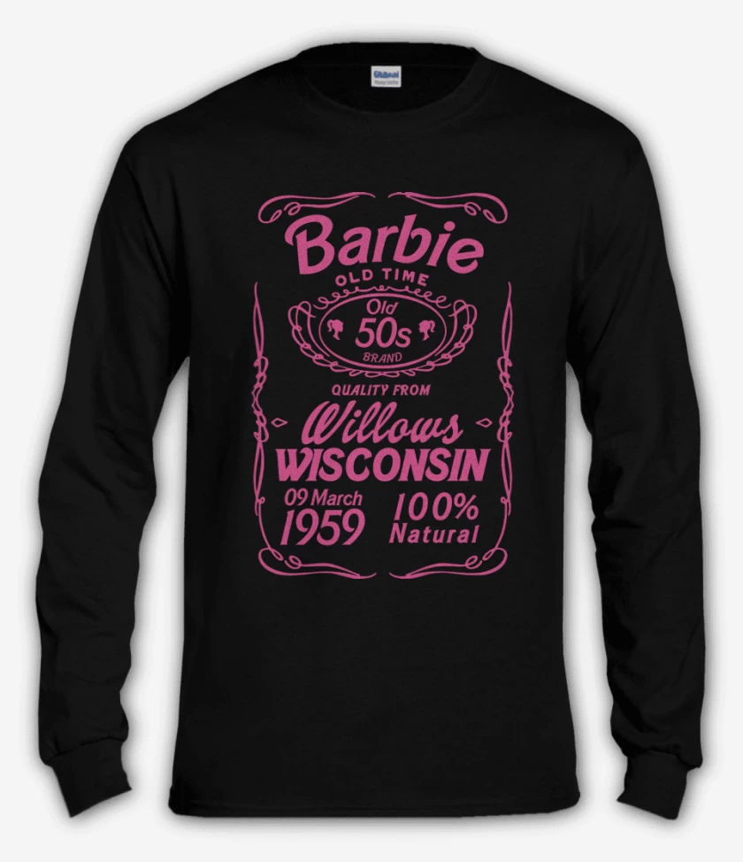 Polera manga larga Negro de Barbie old time