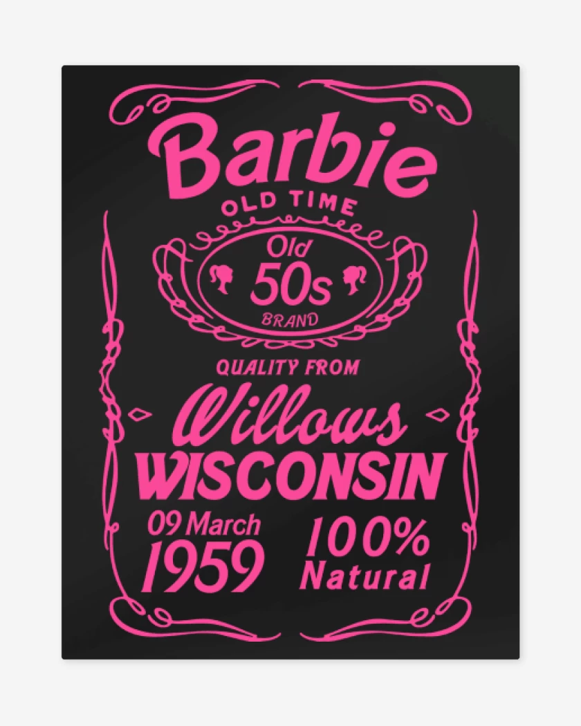 Print metalico Negro de Barbie old time