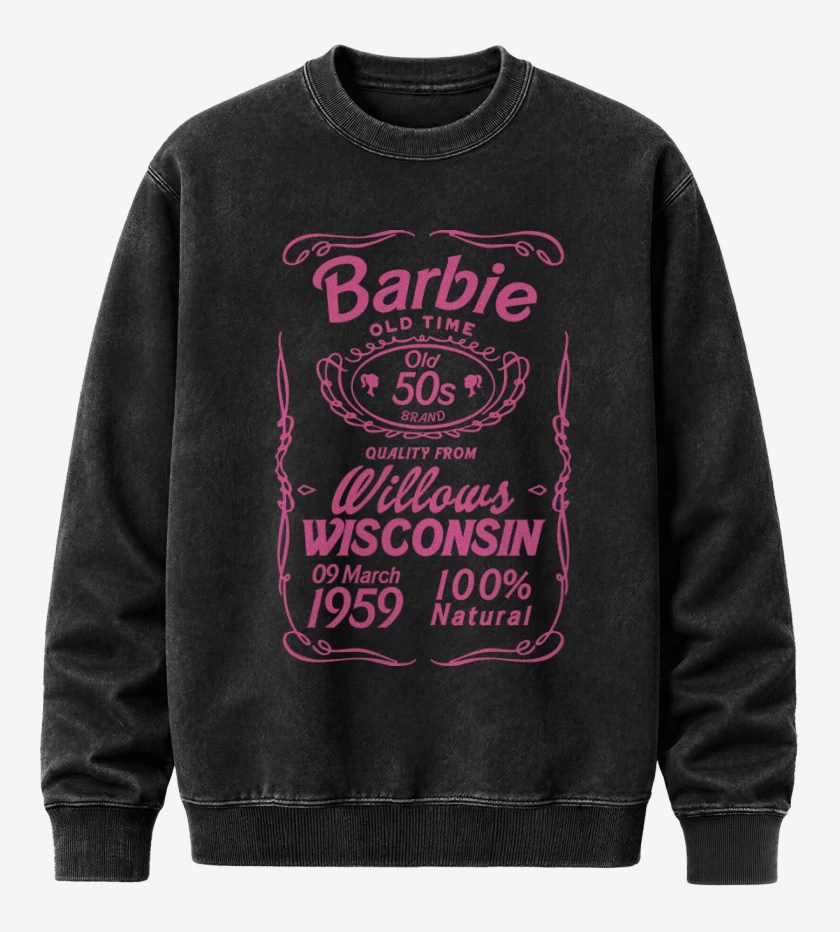 Poleron Polo Acid Wash Negro de Barbie old time