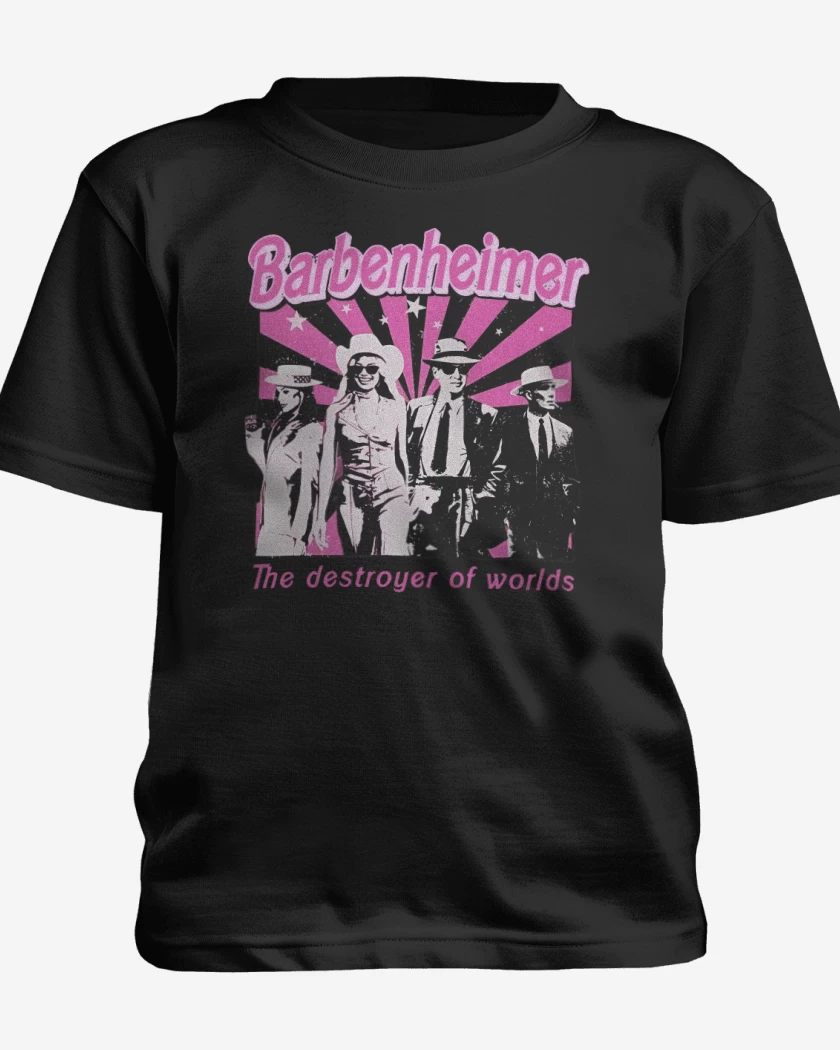 Polera de niño Negro de Barbenheimer The Destroyer of Worlds