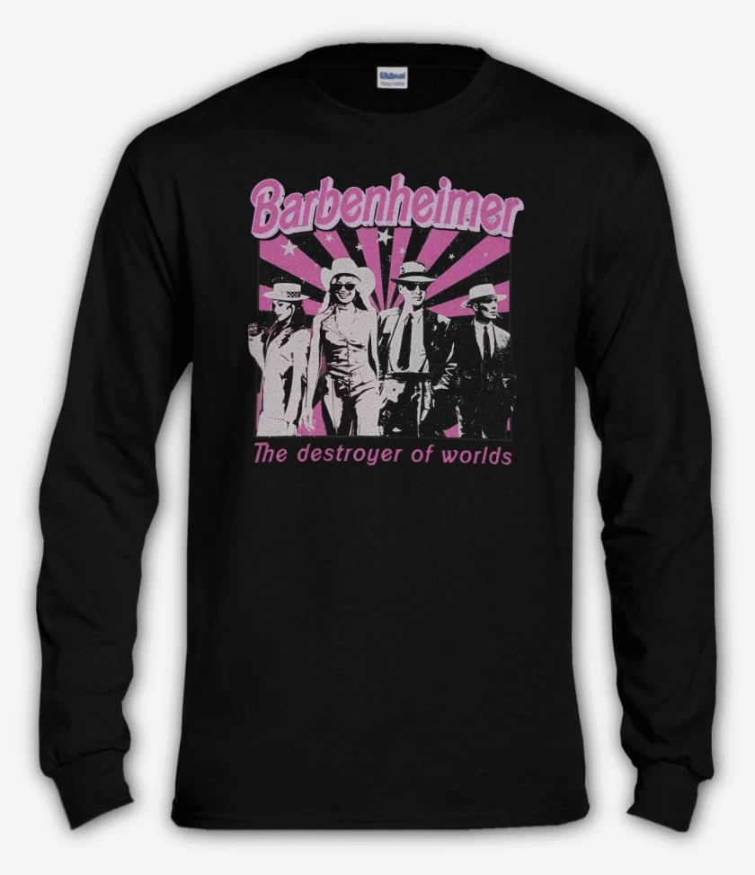 Polera manga larga Negro de Barbenheimer The Destroyer of Worlds