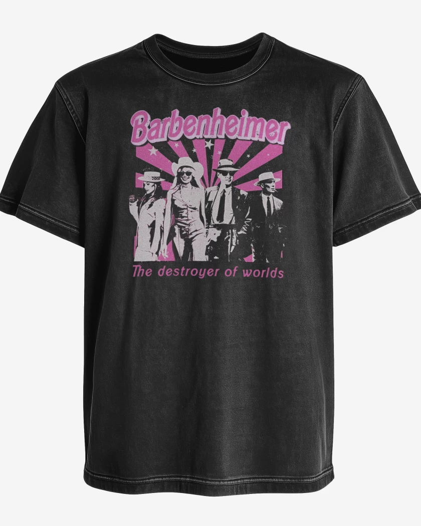 Polera desgastada Negro de Barbenheimer The Destroyer of Worlds