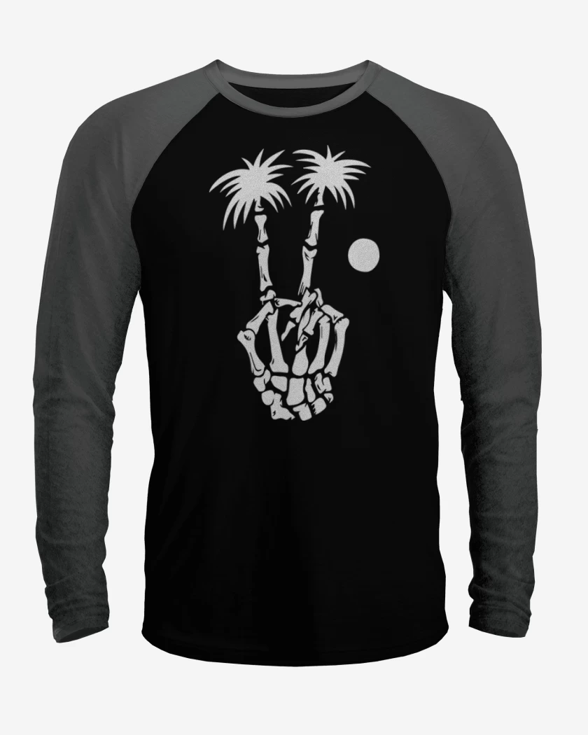 Polera Raglan Negro / Negro Heather de Skull hand