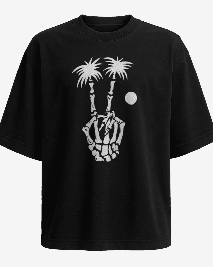Polera Oversize Negro de Skull hand