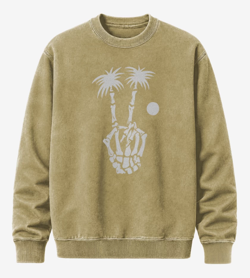 Poleron Polo Acid Wash Beige de Skull hand