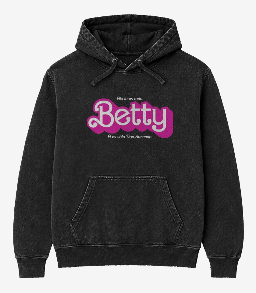 Poleron Canguro Acid Wash Negro de Ella es Betty