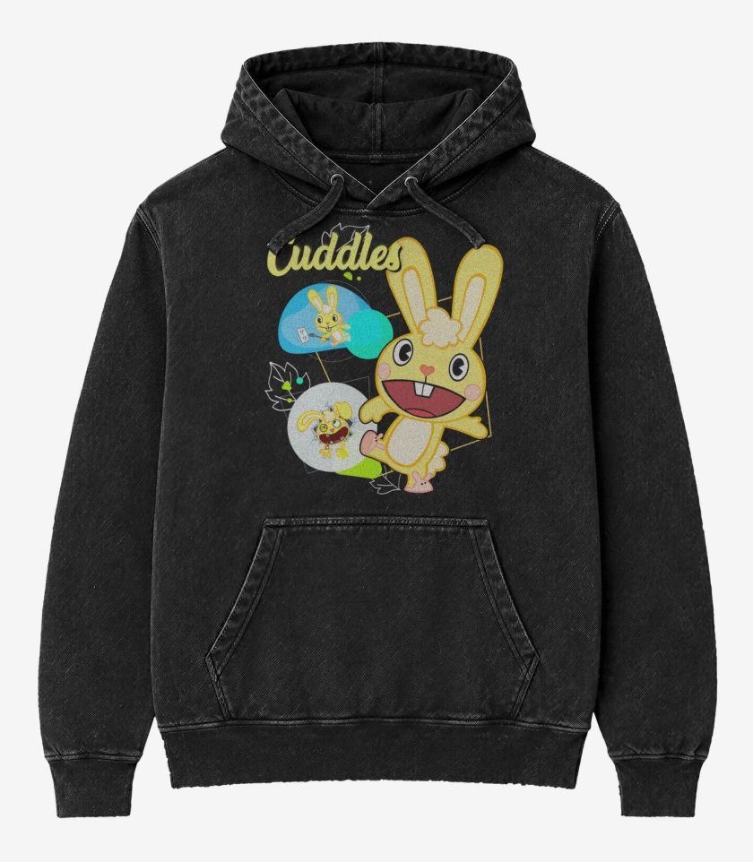 Poleron Canguro Acid Wash Negro de Cuddles 