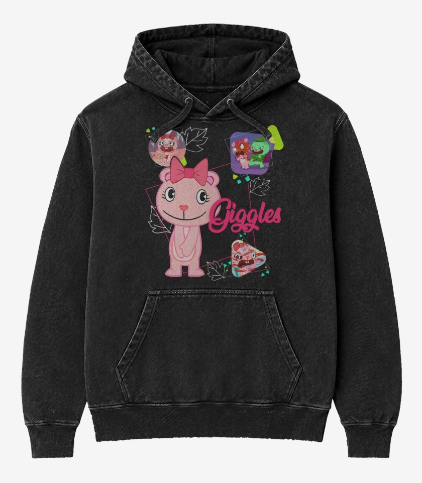Poleron Canguro Acid Wash Negro de Giggles