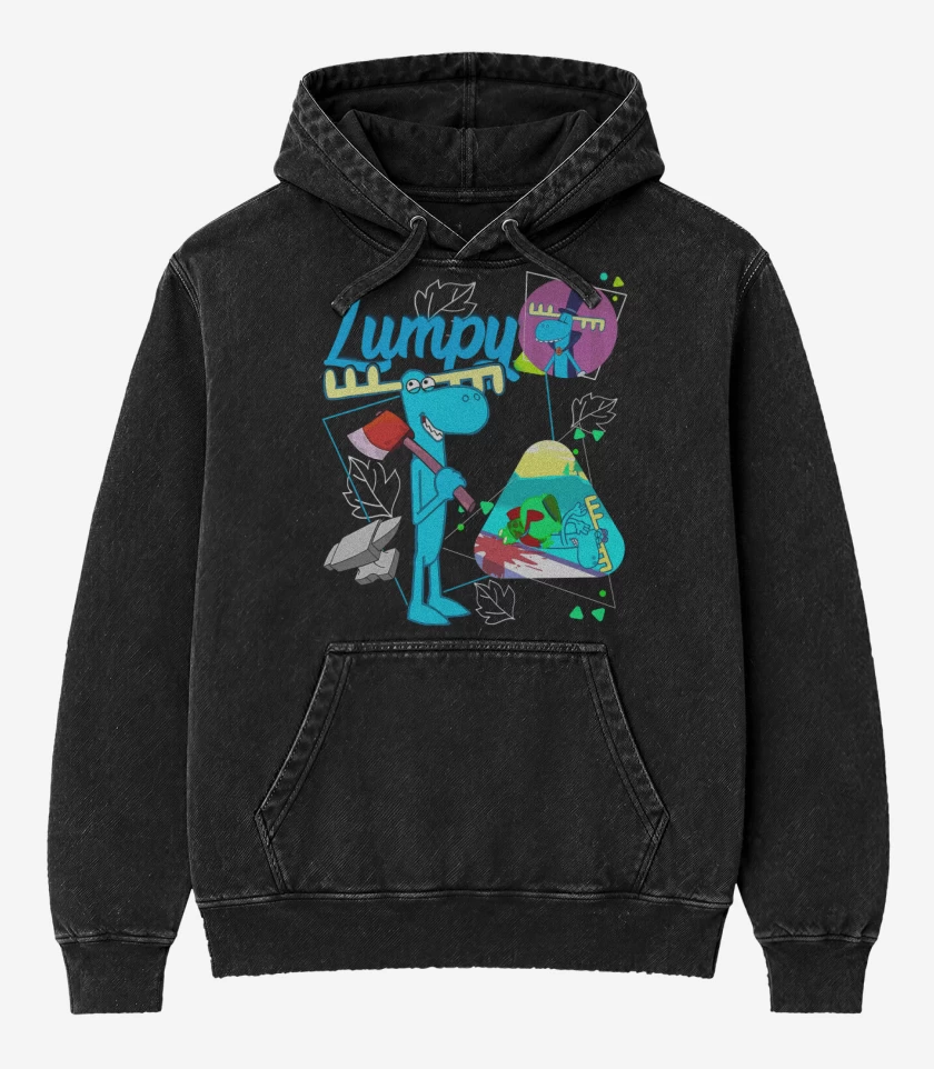 Poleron Canguro Acid Wash Negro de Lumpy