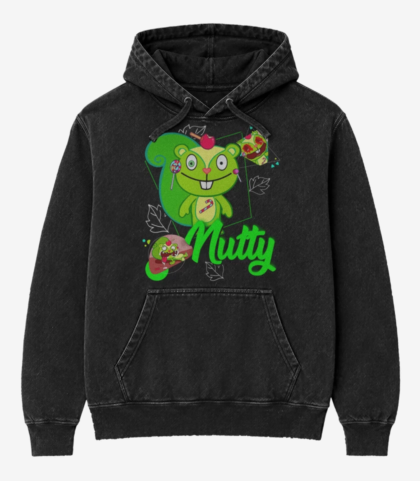 Poleron Canguro Acid Wash Negro de Nutty