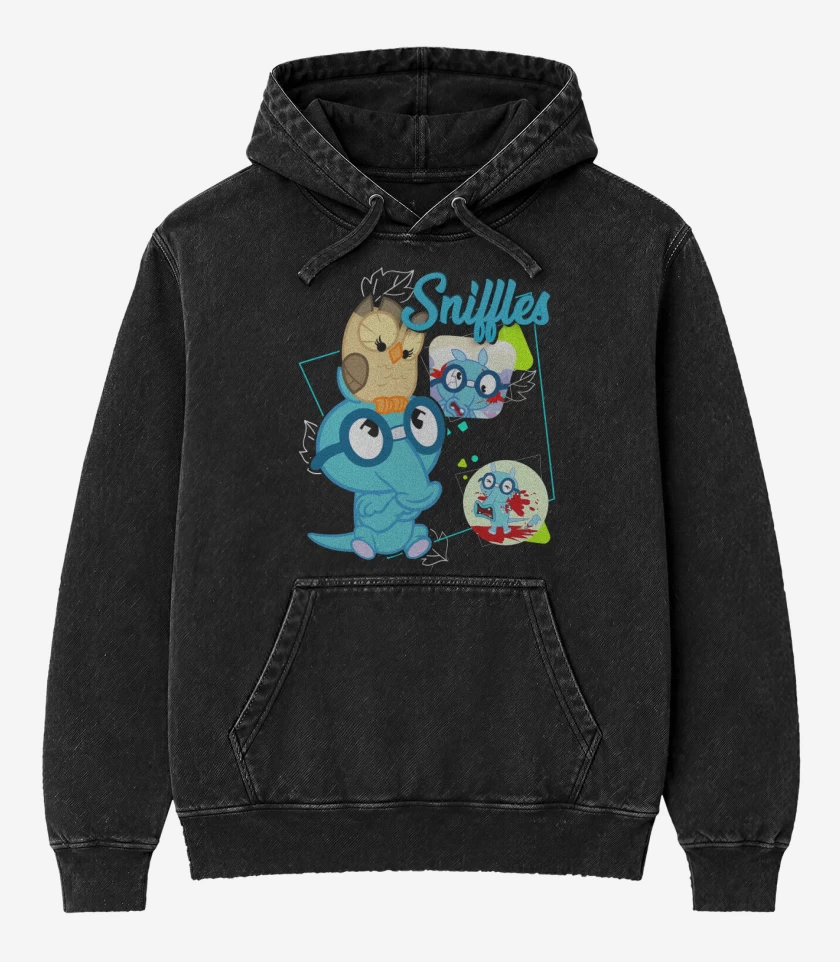 Poleron Canguro Acid Wash Negro de Sniffles